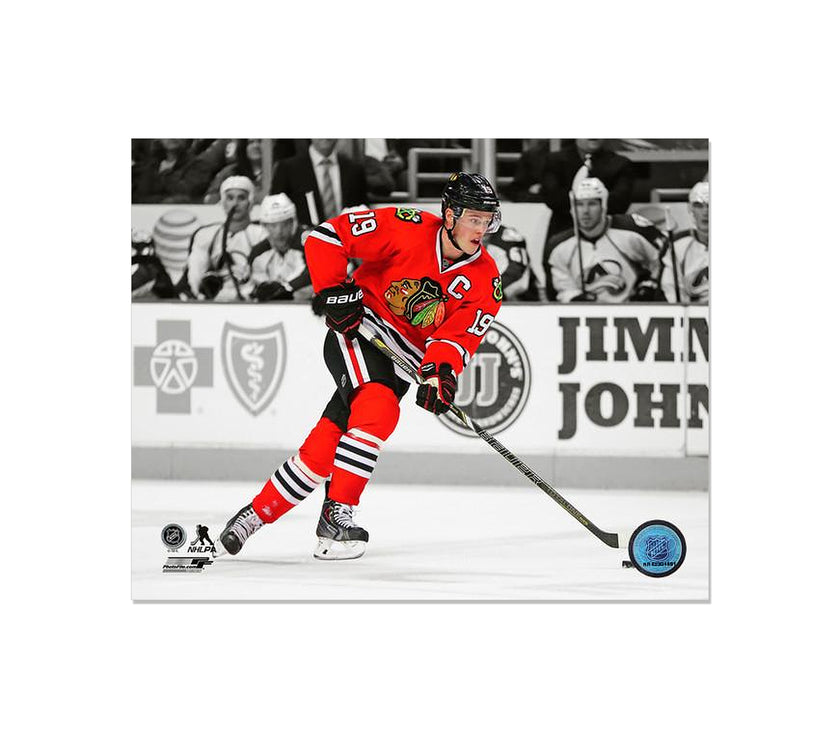 Jonathan Toews Chicago Blackhawks Engraved Framed Photo - Action Spotlight - Heritage Hockey™