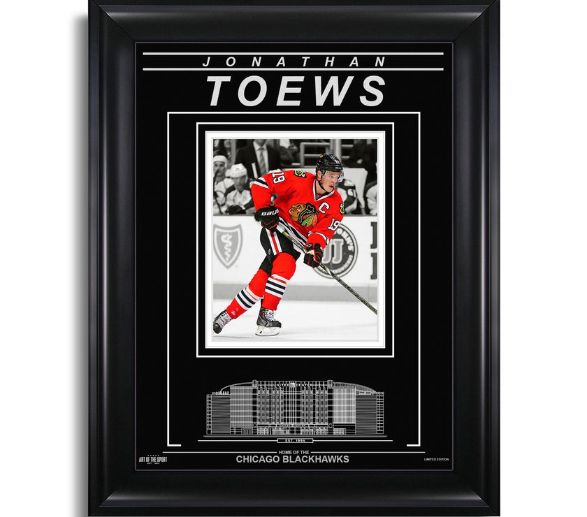 Jonathan Toews Chicago Blackhawks Engraved Framed Photo - Action Spotlight - Heritage Hockey™