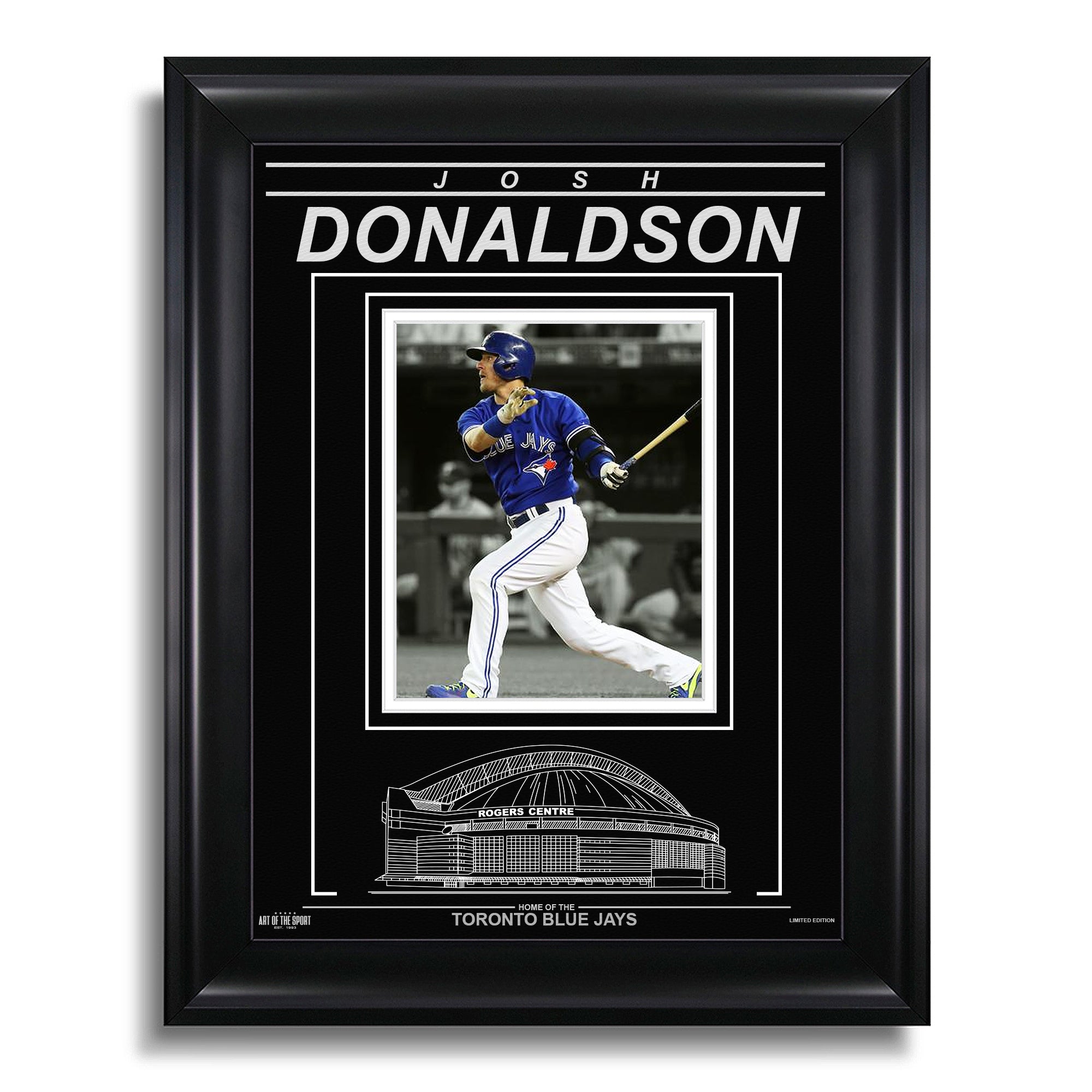 Josh Donaldson Toronto Blue Jays Engraved Framed Photo - Action Spotlight Horizontal - Heritage Hockey™