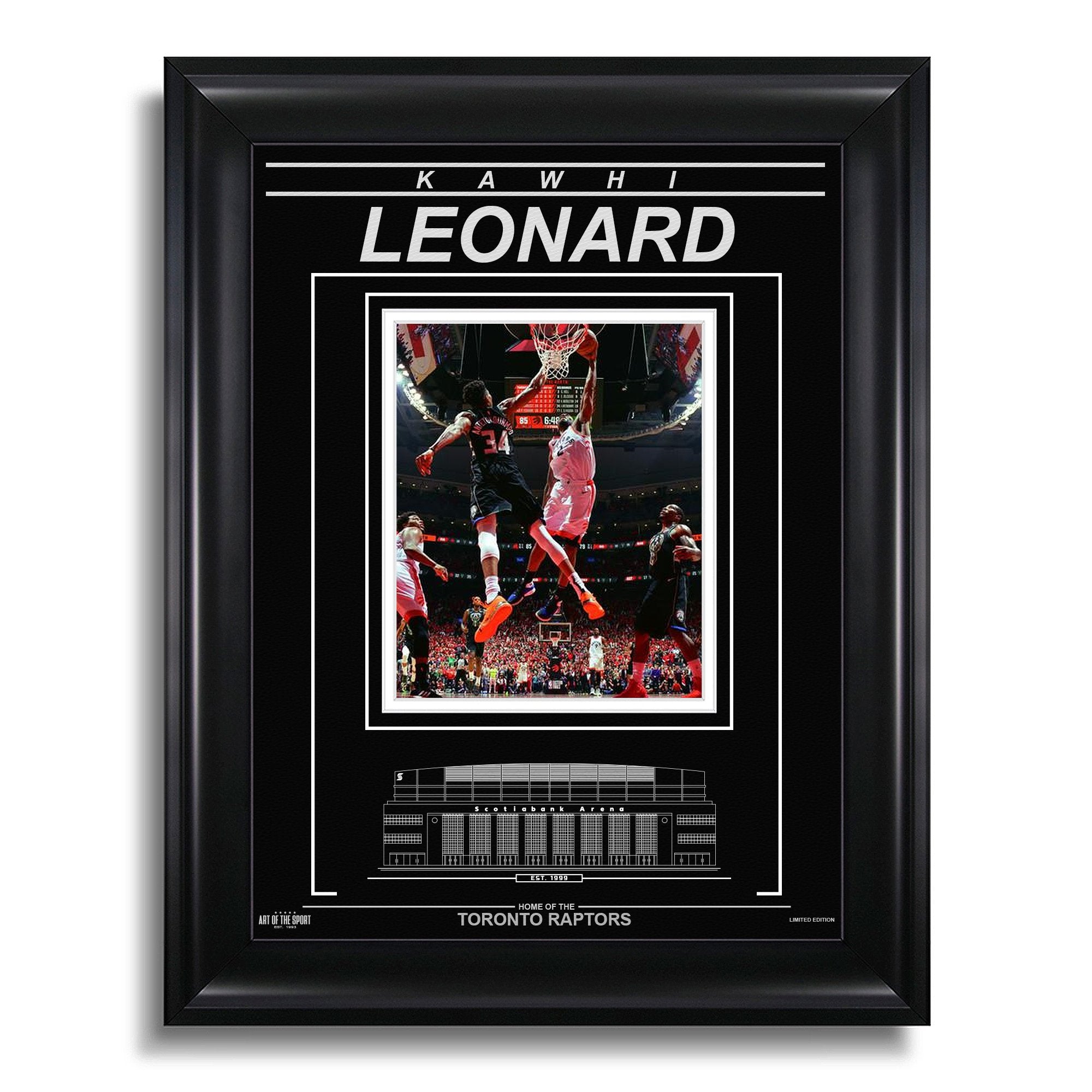 Kawhi Leonard Toronto Raptors Engraved Framed Photo - 2019 Playoff Dunk