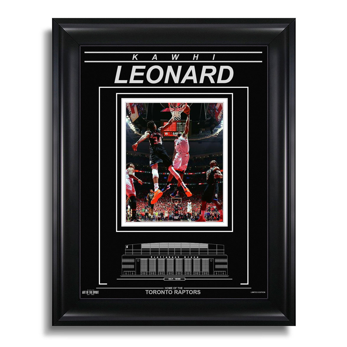 Kawhi Leonard Toronto Raptors Engraved Framed Photo - 2019 Playoff Dunk