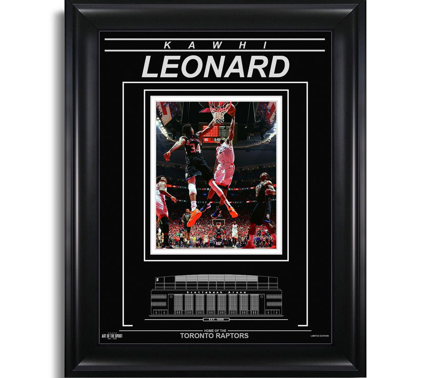 Kawhi Leonard Toronto Raptors Engraved Framed Photo - 2019 Playoff Dunk