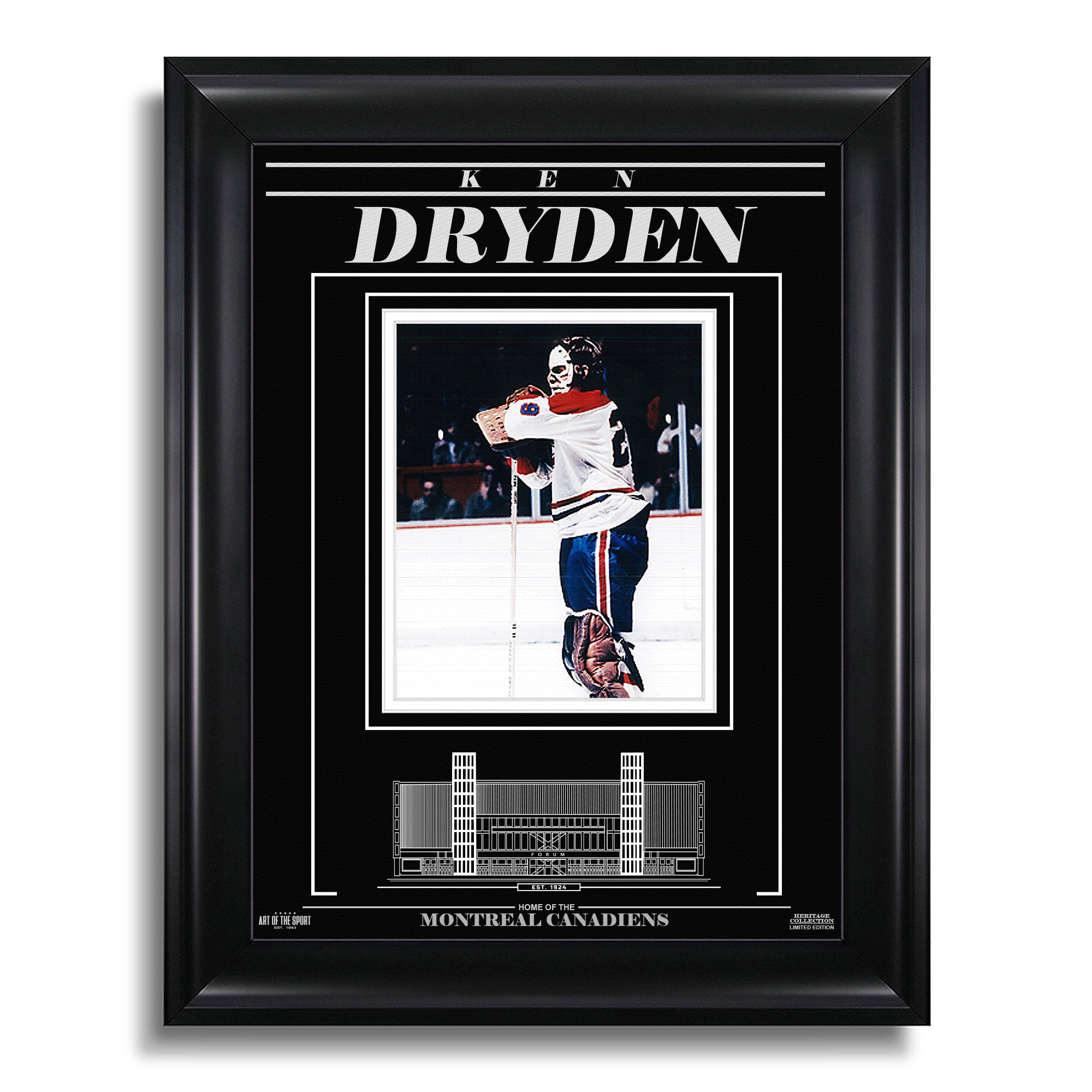 Ken Dryden Montreal Canadiens Engraved Framed Photo - Standing Tall - Heritage Hockey™