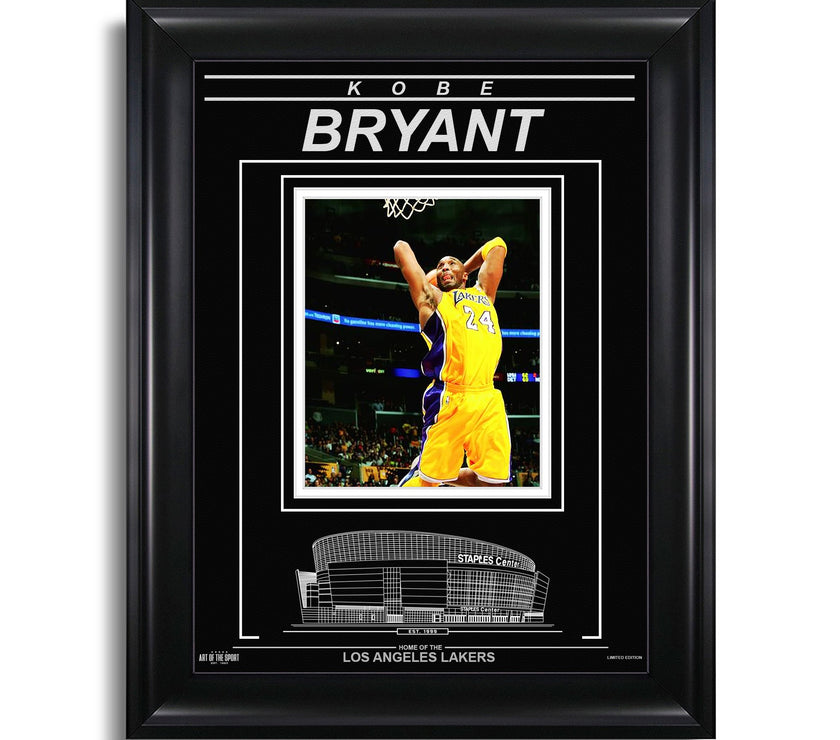 Kobe Bryant Los Angeles Lakers Engraved Framed Photo - Action Dunk