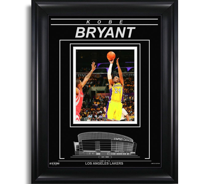 Kobe Bryant Los Angeles Lakers Engraved Framed Photo - Action