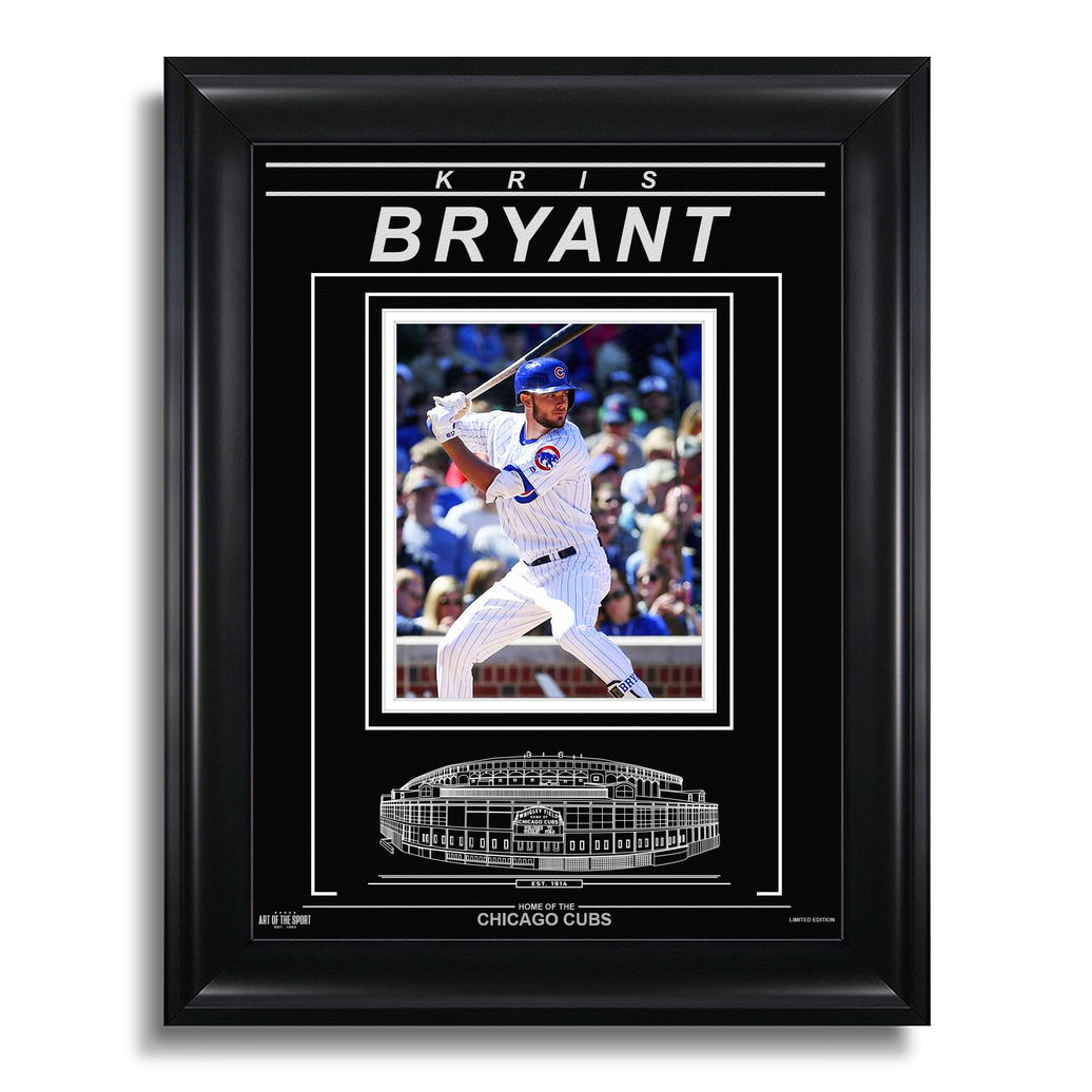 Kris Bryant Chicago Cubs Engraved Framed Photo - Action Hit - Heritage Hockey™