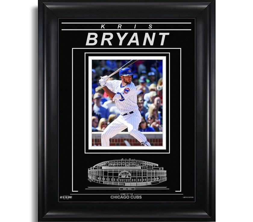Kris Bryant Chicago Cubs Engraved Framed Photo - Action Hit - Heritage Hockey™