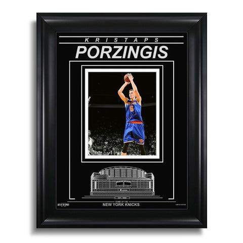 Kristaps Porzingis New York Knicks Engraved Framed Photo - Action Spotlight