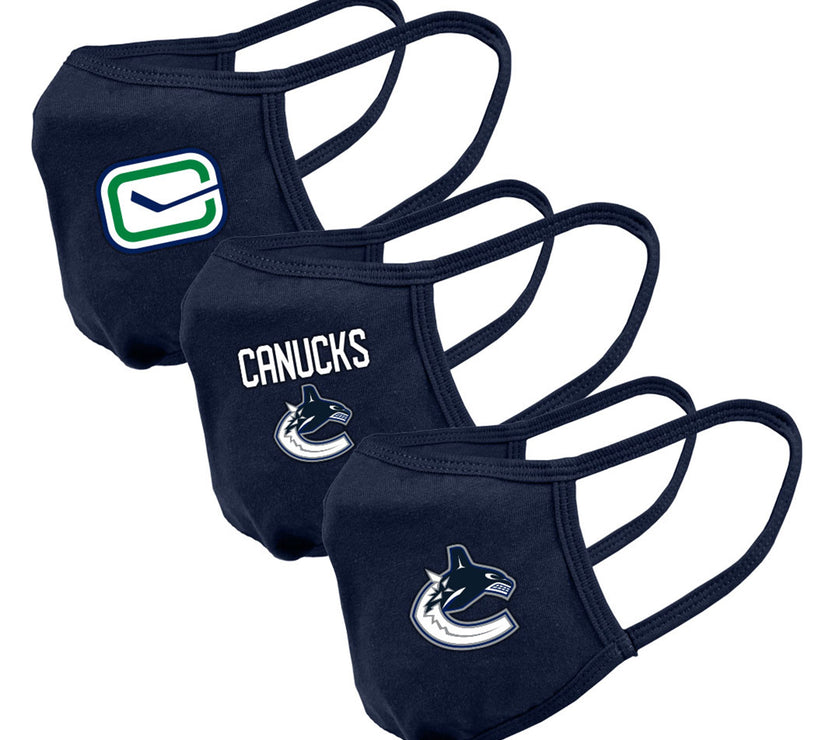 Youth Vancouver Canucks NHL 3-pack Reusable Team Logo Face Masks