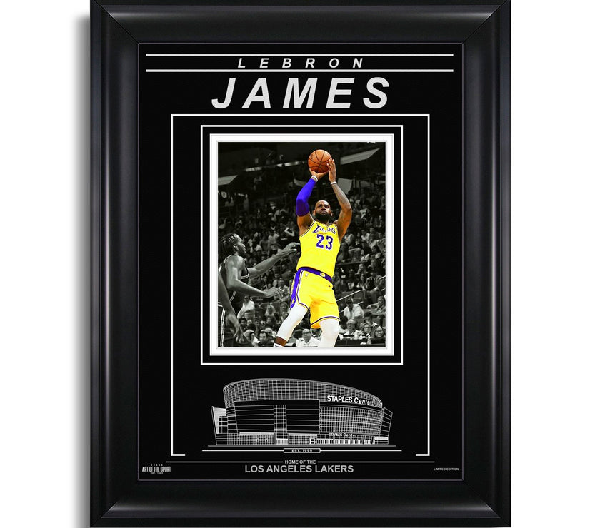 LeBron James Los Angeles Lakers Engraved Framed Photo - Action Spotlight