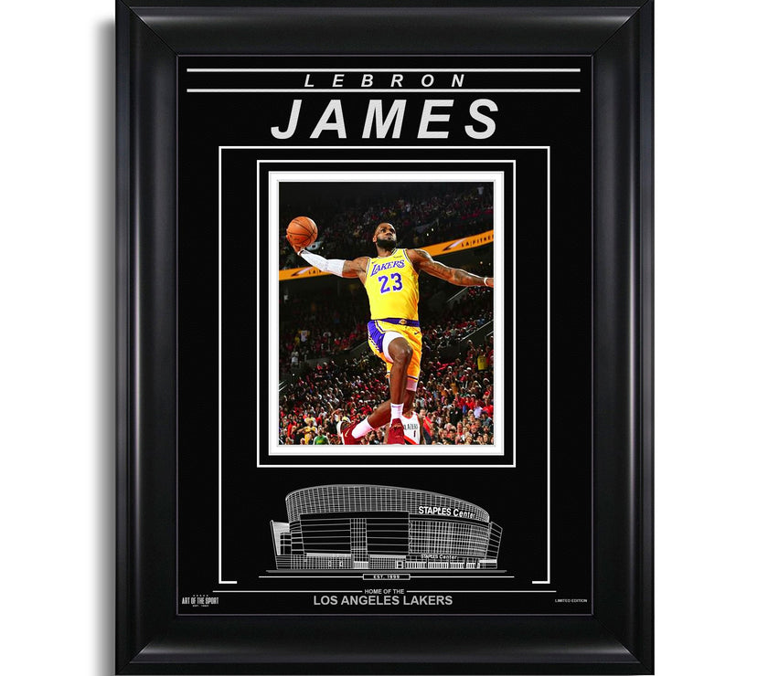 LeBron James Los Angeles Lakers Engraved Framed Photo - Signature Dunk