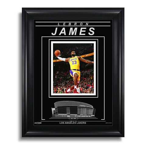 LeBron James Los Angeles Lakers Photo encadrée gravée – Signature Dunk