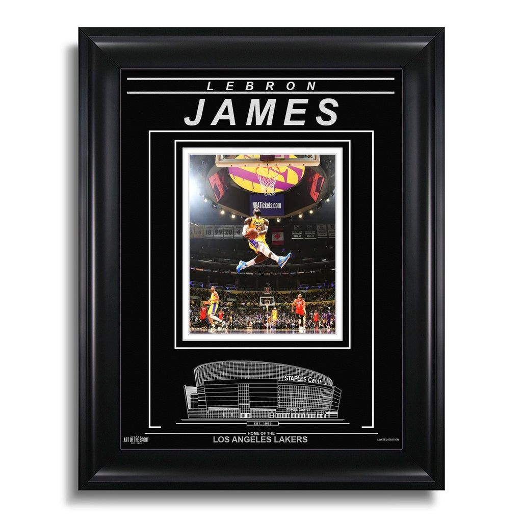 LeBron James Los Angeles Lakers Engraved Framed Photo - Windmill Dunk