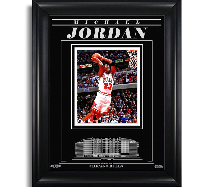 Michael Jordan Chicago Bulls Engraved Framed Photo - Action Dunk