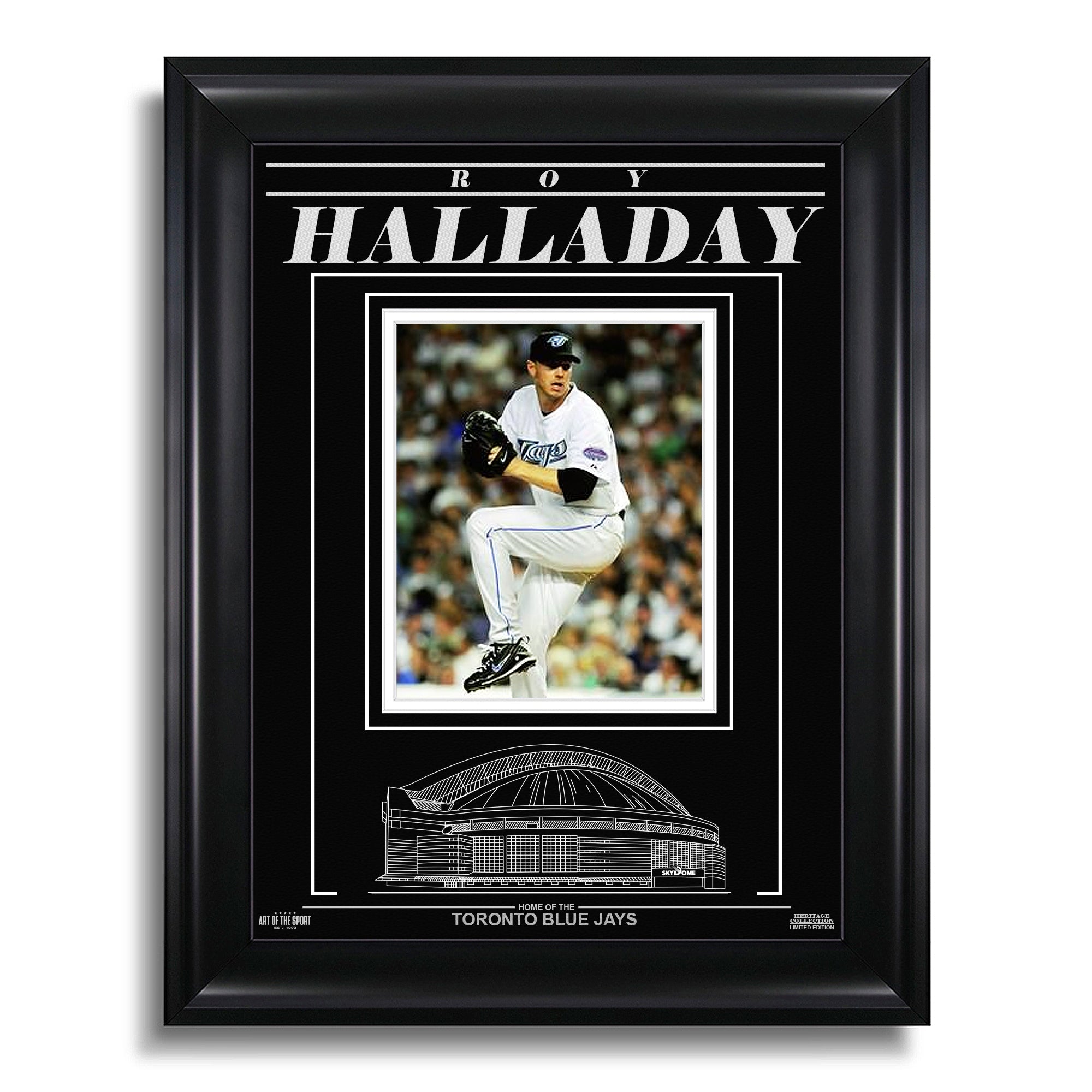 Roy Halladay Toronto Blue Jays Engraved Framed Photo - Action Pitch - Heritage Hockey™