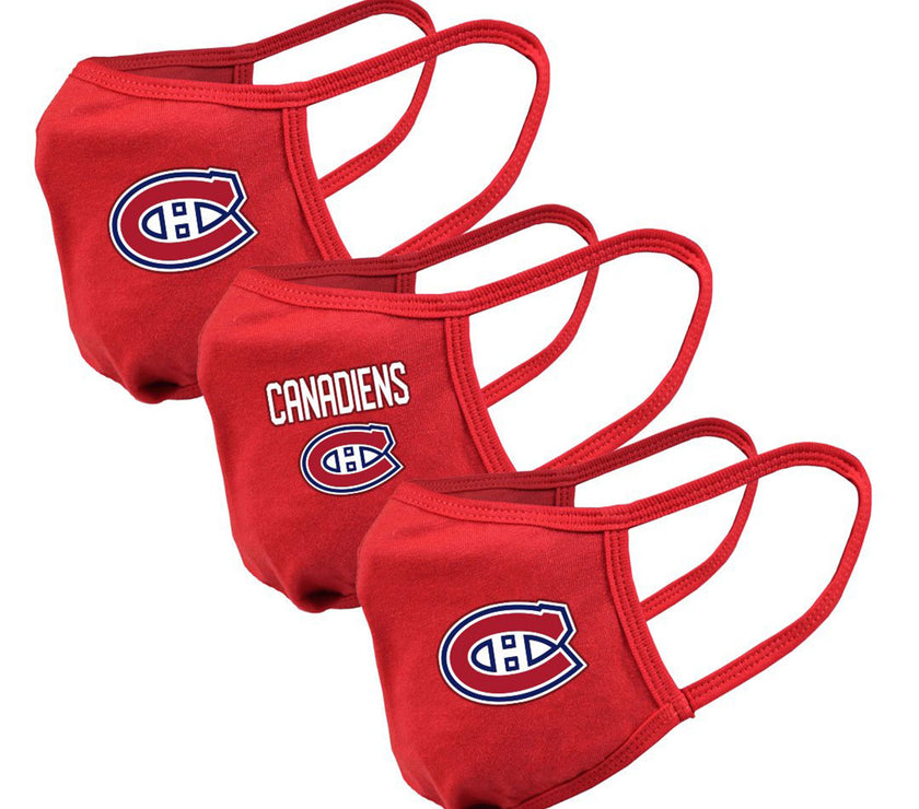 Youth Montreal Canadiens NHL 3-pack Reusable Team Logo Face Masks