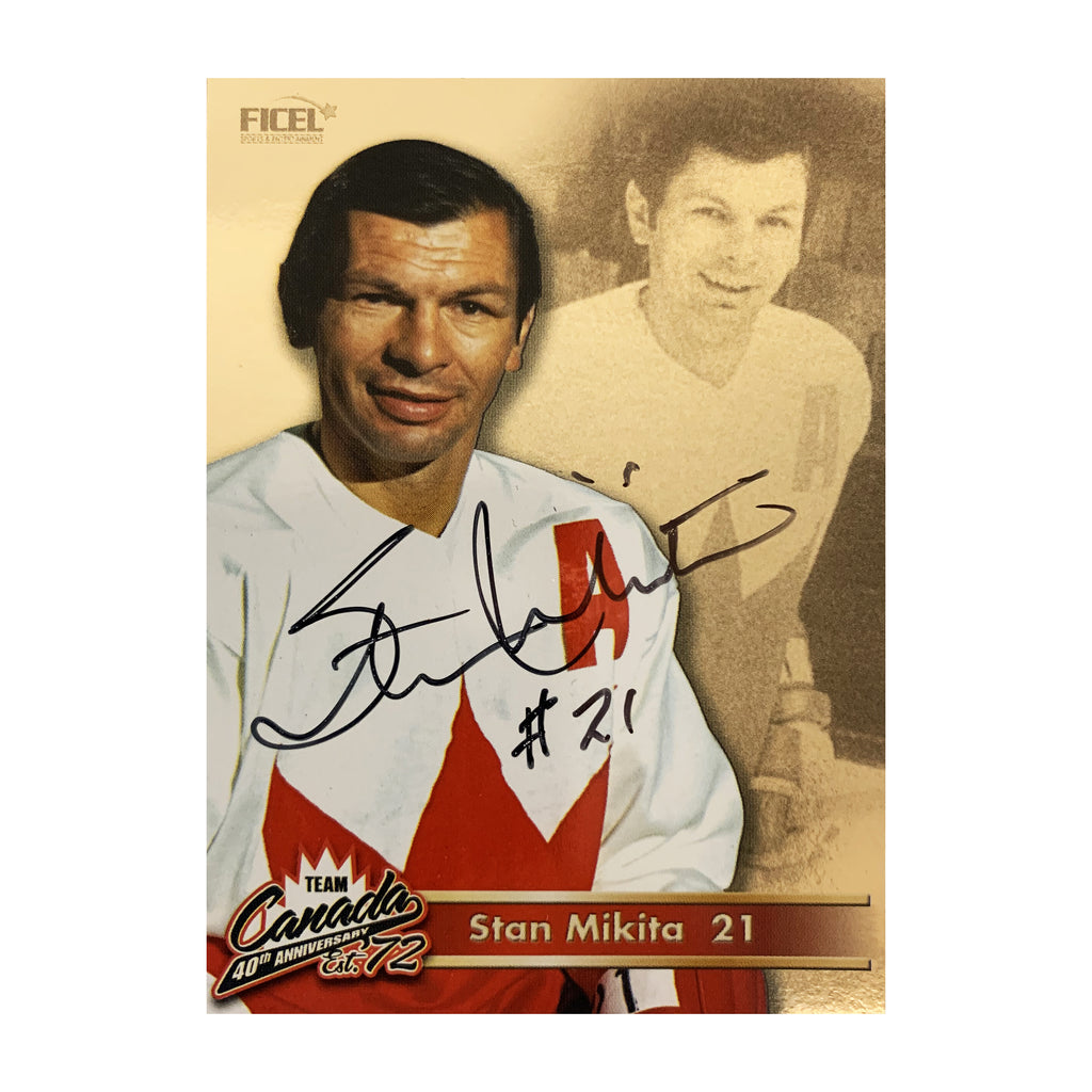 Stan Mikita #21 Signed Official 40th Anniversary Team Canada 1972 Card