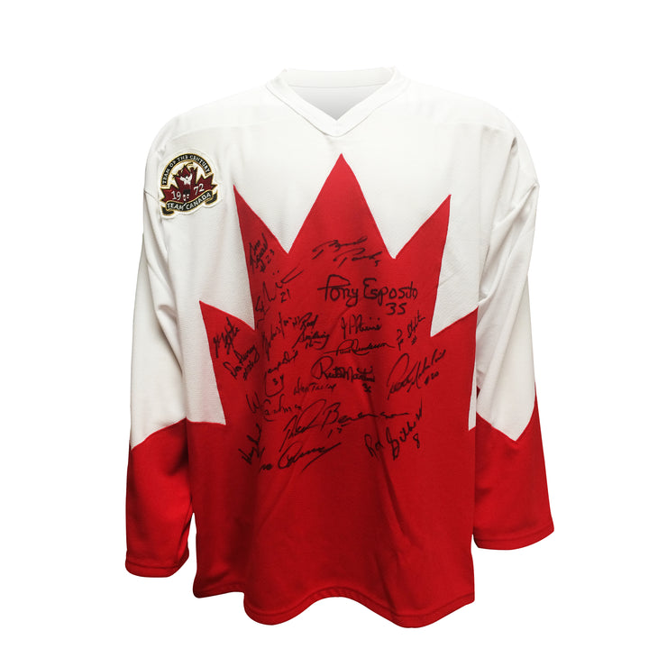 Multi-Signed Team Canada 1972 Summit Series Away White Jersey - 20 Signatures