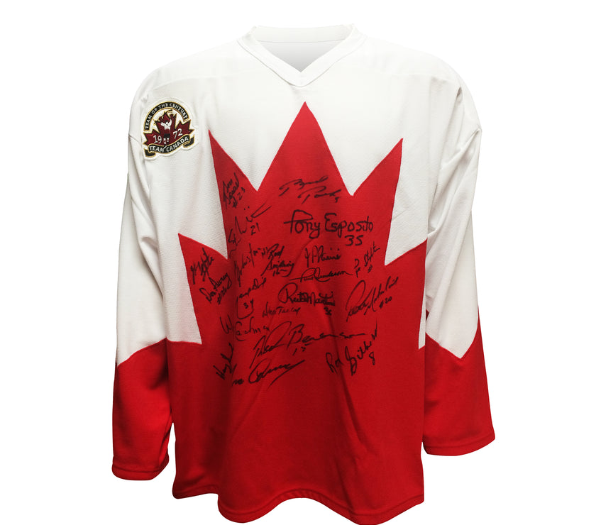 Multi-Signed Team Canada 1972 Summit Series Away White Jersey - 20 Signatures