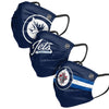 Paquet de 3 couvre-visages plissés réutilisables unisexes des Jets de Winnipeg de la LNH