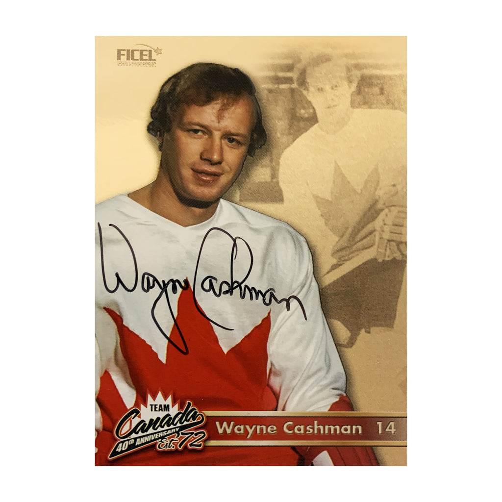Wayne Cashman #14 Carte officielle signée du 40e anniversaire de l'équipe Canada 1972