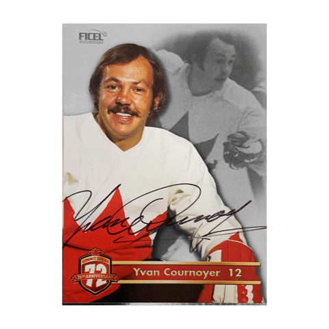 Yvan Cournoyer #12 Carte officielle signée du 35e anniversaire d'Équipe Canada 1972